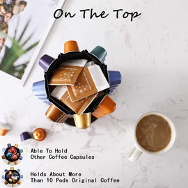 Coffee Capsules Holder for Nespresso 360 Degree Rotation with Central Additional Pod Storage (40+)