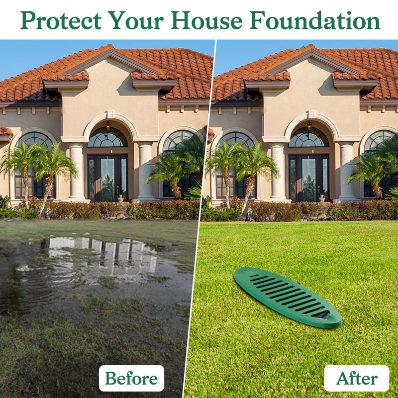 FLCODE 4 Inch Green Angled Slope Drainage Pipe,Drain Grate for