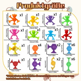 32-Piece Set with Animal Figures and Mini Hexagons, Suction Cup Toy Children, Bathtub Toy Children, Squigz, Ideal for Children's Education and Colour Teaching, Multicoloured