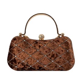 Drazle Women Evening Bag Clutch Purse, Velvet CLutch Purse Solid Evening Bag Clutch Purse For Women (Brown)