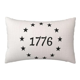 1776 Throw Pillow Cover, July 4th Patriotic Double Sided Pillow Cover, Spring Summer Outdoor Decoration Lumbar Linen Cushion Cover, Farmhouse Holiday Seasonal Pillow Case for Sofa Couch 16 x 24 Inch