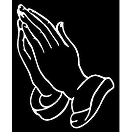 White Vinyl Decal - Praying Hands Pray Religious Church Memory Sticker Truck, Die Cut Decal Bumper Sticker for Windows, Cars, Trucks, Laptops, Etc.