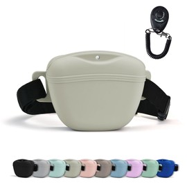 AUDWUD Upgraded Version of Silicone Treat Bag,Tighter Sealing to Prevent Food from Falling out While Walking;Comes with a Belt for Convenient Wearing;also Includes a Training Clicker