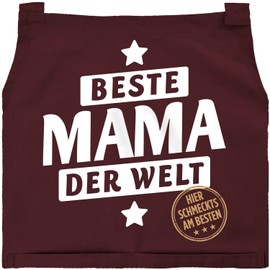 SpecialMe Women's Cooking Apron Kitchen Apron Best Mum in the World Gift for Mother's Day Cotton, Beste Mama Bordeaux Red
