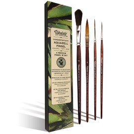 Watercolour Brush: Set of 4 High-Quality Artist Brushes (Synth. Kolinsky Red Sable)