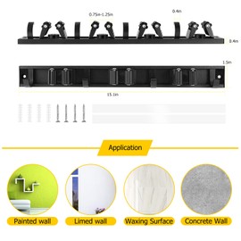 SLIIMU Movable 30'' Broom and Mop Holder Wall Mount with Sliding 7 Racks 8 Hooks, Storage Organizer Wall Hanger, Cleaning Tool Hanging Grippers for Kitchen Bathroom Garden Garage Laundry Home Closet