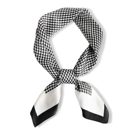 LumiSyne Silk Scarf, Women's, Retro Houndstooth Pattern Square Scarf, Spring and Autumn, Warm Mulberry Silk, INS Style Handkerchief, Work Wear, Stylish Decoration, Handkerchief, Headwear, Hair