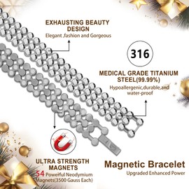 JEROOT 3X Strength Magnetic Bracelets for Women, Stainless Steel Magnetic Bracelets for Women, Women's Bracelets for Jewelry Gift with Adjustable Length Sizing Tool