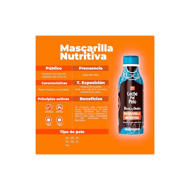 LECHE PAL PELO RIZOS Y ONDAS MASCARILLA NUTRITIVA 440ML/14.9OZ