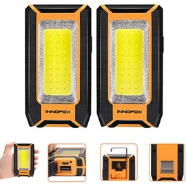 innofox 2-Pack LED Rechargeable Magnetic Work Light 40W 1500 Lumens, Hanging Hook with 3 Modes, LED Work Light for Car Repair, Camping, and Hurricane Use