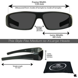 proSPORT Full Lens Reading Sunglasses Black +3.50 Not Bifocal Dark Tinted Wrap Black Sport Motorcycle Driving