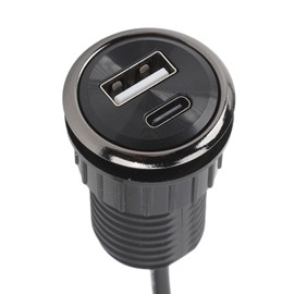 Desktop Power Grommet, 2 USB Charging Ports Small Hidden Flush Mount Power Strip Socket, Easy Installation by 2.5cm Round Hole, for Office Kitchen Cabinet Conference Room