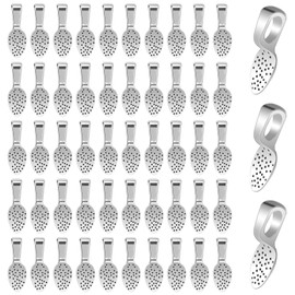 100 Pcs Silver Plated Small Pendant Bails, Spoon Glue On Bails Pendants Flat Pendant Bails Jewelry Bails Necklace Bails Oval Glue On Earring Bails for DIY Crafts and Jewelry Making Supplies
