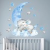 Cute Elephant Wall Stickers with Blue Cloud Moon and Stars