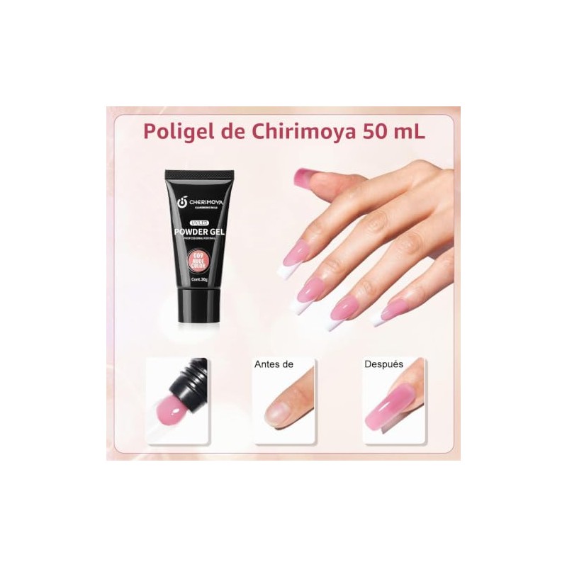 CHERIMOYA Poly Gel Constructor de Uñas 30g,Gel Fortalecedor para Extensión