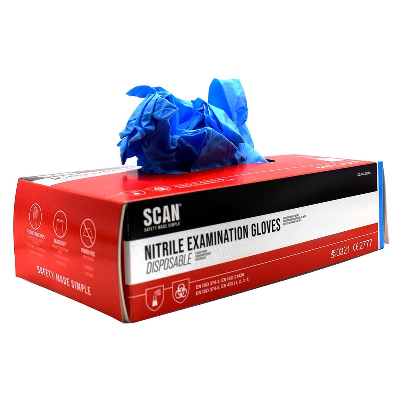 Scan Nitrile Disposable Gloves Size XL Box 100