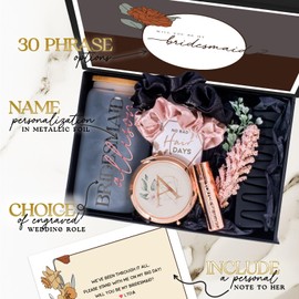 Bridesmaid Proposal Gift Set for Elegant Will You Be My Bridesmaid Gift Box, Maid of Honor Proposal Gift and Floral Bridal Party Gifts (BE1) (Black, 1) Chic)