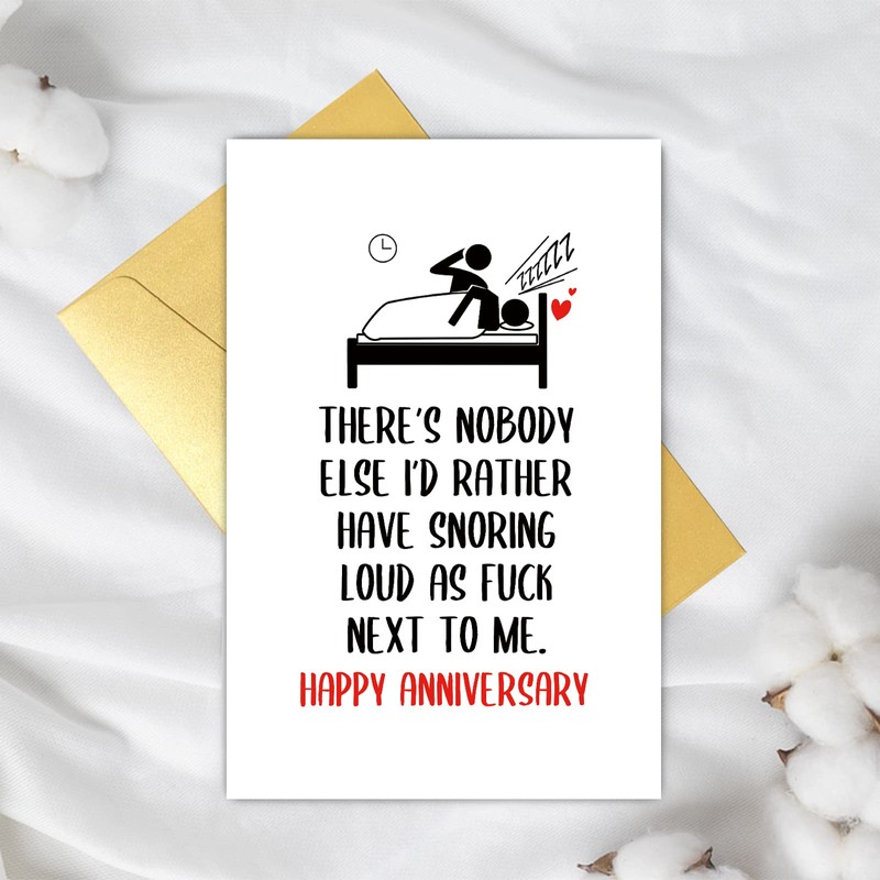 Funny Anniversary Card for Husband Wife, Humorous Snoring Anniversary Card,