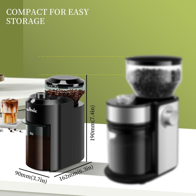 Wancle Electric Burr Coffee Grinder - Adjustable with 28 Precise