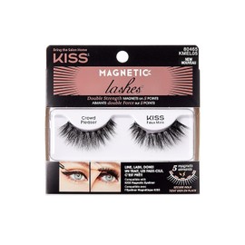 KISS Pestañas magnéticas, satisfacción de la multitud, 1 par de pestañas postizas sintéticas con 5 imanes de doble fuerza, resistentes al viento, pestañas postizas probadas por dermatólogos duran hasta 16 horas, reutilizables hasta 15 veces