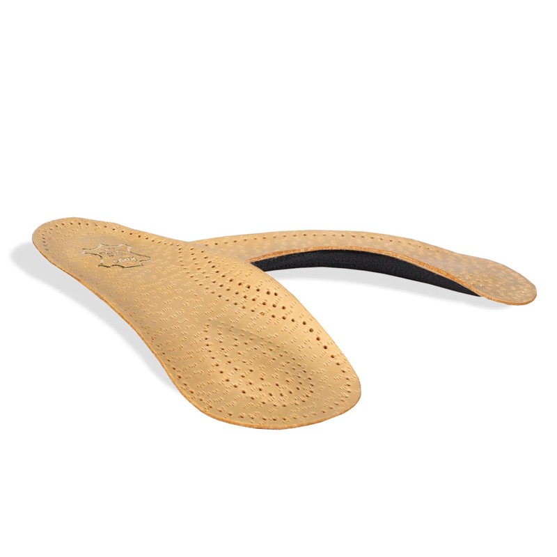 Orthotic leather insoles with longitudinal and transverse arch support, Kaps