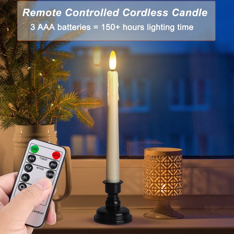 yunsheng Battery Operated LED Window Candles with Remote Timer, 8