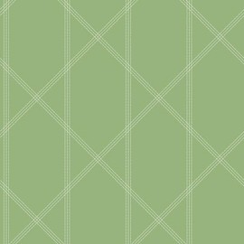 A-Street Prints Walcott Light Green Stitched Trellis Wallpaper