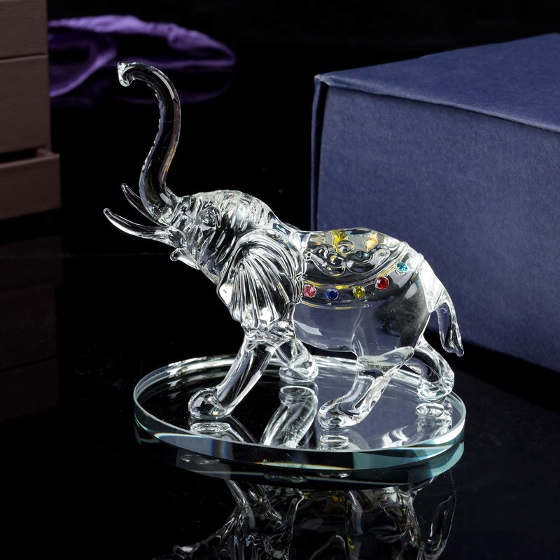 London Boutique Decorative Crystal Glass Animal Elephant Ornament Figurines Giftware