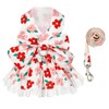 ABRRLO Cute Floral Dog Harness Dress and Leash Set for
