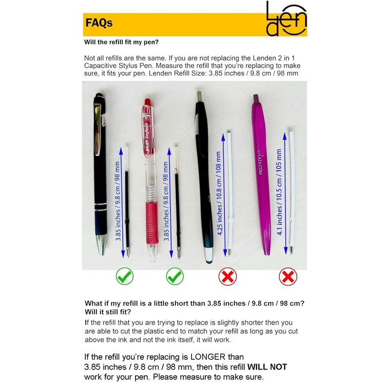 Pack of 5 Replacement Retractable Ballpoint Ink Refill for 2