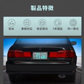 POOPEE LED Lightning-Type License Plate LED, Lightning-Type, License Plate, IP67 Fully Waterproof, White, Full Luminance, Ultra Brightness, Ultra Thin, 0.2 inches (6 mm), Vehicle Inspection