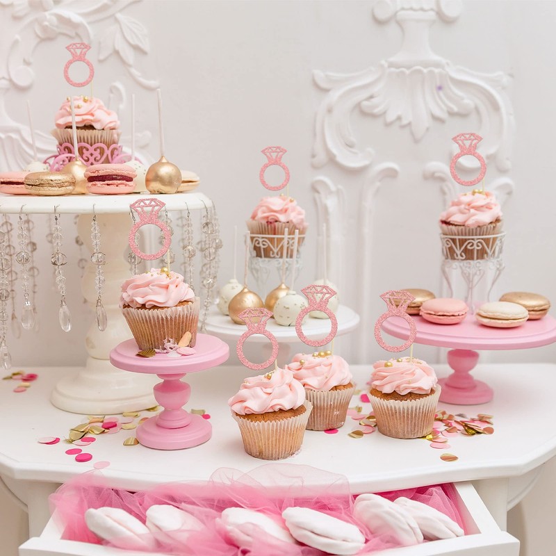 24 piezas de oro rosa con purpurina de diamante para