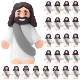 Bememo 25 Pcs Little Jesus Figures Original Design Mini Rubber Jesus Toys to Hide and Seek Religious Party Favors Sunday School Baptism Gifts(Grey)