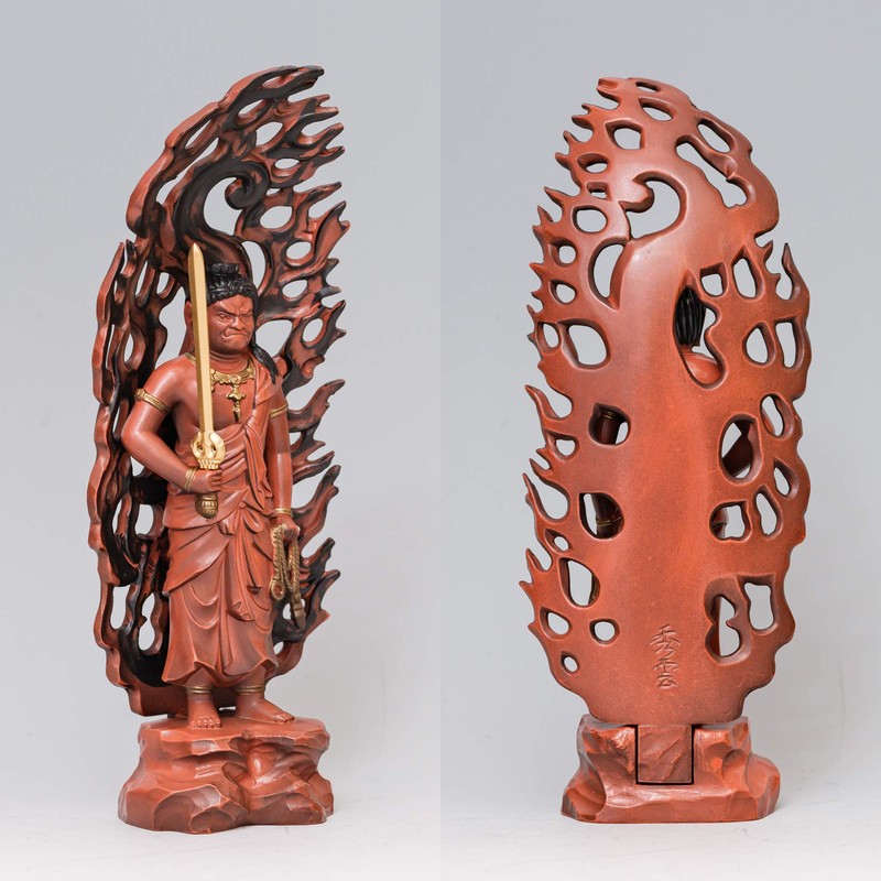 仏像 赤不動明王 15.5cm （彩色仕上げ） 仏師：牧田秀雲 原型＿（酉年生まれ）十二支守り本尊 高岡銅器(ふどうみょうおうR)