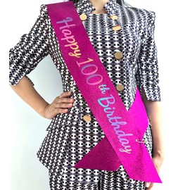 Happy 100th Birthday Sash 100th Birthday Gifts for Women's 100th Birthday Party Decoration Favor Supply Pink