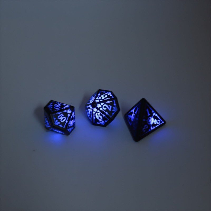 7pcs Light Up LED Dice Set Glowing Polyhedral Dice with