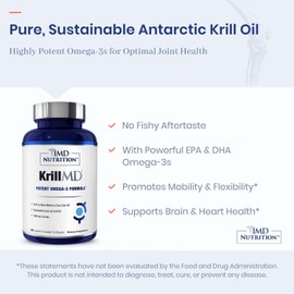 1MD Nutrition KrillMD - Antarctic Krill Oil Omega 3 Supplement with Astaxanthin, EPA, DHA | 2X More Effective Than Fish Oil | 60 Softgels (2-Pack)