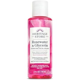 HERITAGE STORE Rosewater & Glycerin Hydrating Facial Splash - Dry Combination Skin Care - Rose Water with Vegetable Glycerine - Made w/out Dyes or Alcohol, Hypoallergenic, Vegan, 60-Day Guarantee, 4oz