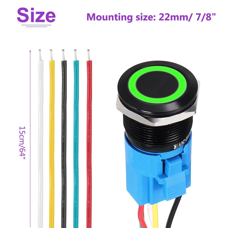 DMiotech 2 Pcs 22mm / 7/8" Push Button Switch, IP66