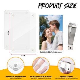 Lomxene Car Picture Holder,Photo Car Visor Clip, Interior Car Accessories Magnet Picture Frames for Fridge,Visor Clip Photo Frame Acrylic 2Pack for Car Sun Visor,size of 2.7×4.7in