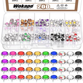 Wokape 200Pcs 6MM（0.24In Rhinestone Stud Refill Assortment Set 10 Colors Dazzling Crystal Claw Beads 4 Claw Nailhead Rivet Punk Copper Spikes Decorative Rivets for DIY Leather Crafts Clothes