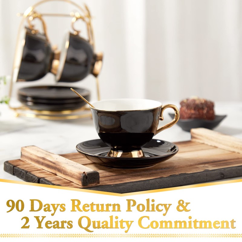 DUJUST Porcelain Tea Cup and Saucer Set with Spoon -