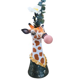 Blowing Bubble Art Vase, Animal Face Vase, Modern Home Decor Vase (No Plants) - Giraffe
