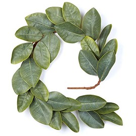 Natural Looking Williamsburg Magnolia Leaf Garland for Home Decor, Wedding and Holiday Decorating | Realistic Artificial Magnolia Greenery Garland