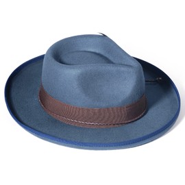 Vintage Fedora Firm Wool Felt Panama Hat Classic Rancher for Men Women Wide Brim