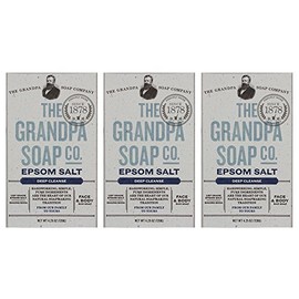 The Grandpa Soap Company Epsom Salt Bar Soap - Unisex Clean Face & Body Soap - 4.25 Oz. Each, Pack of 3