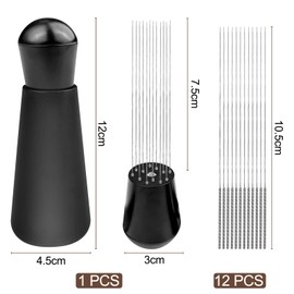 WinGluge Espresso Needle, Espresso Tool Espresso Needle Distributor, Coffee Tamper, Coffee Stirrer Needle, Coffee Distributor, Coffee Distributor with 12 Fine Needles Removable, Coffee Distributor