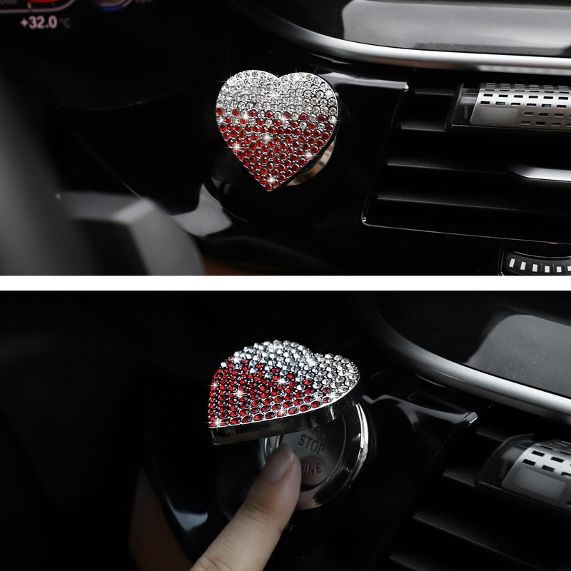 TOMALL Bling Car Engine Start Button Cover Diamond Interior Crystal
