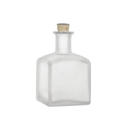 Nakpunar 1 pcs 7 oz Square Frosted Glass Bottle with Cork Bottle Stopper (210 ml)