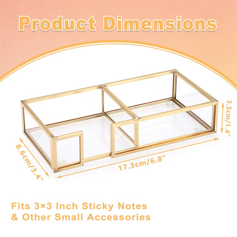 BTSKY Golden Glass 2 in 1 3x3 Inch Sticky Note